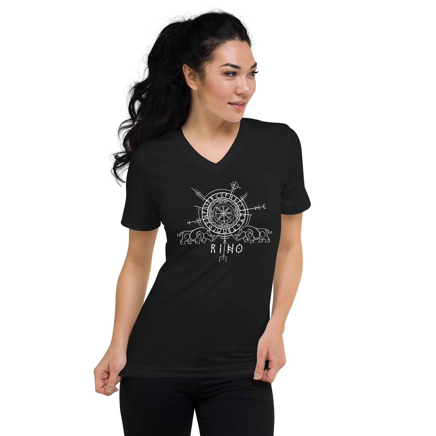 T-Shirt mit V-Ausschnitt Runenkreis