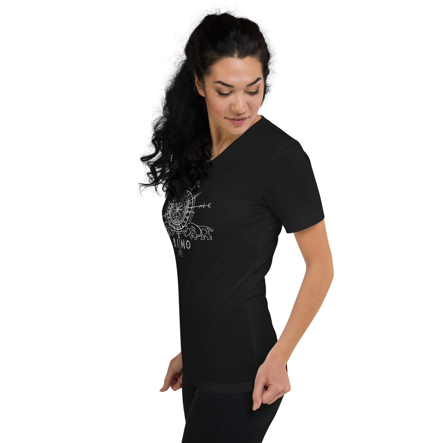 T-Shirt mit V-Ausschnitt Runenkreis